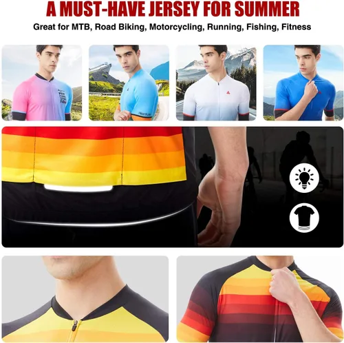 Miniatura 5 de Mens Cyling Jersey Short Sleeve Bike Shirts with 3 Rear Pockets