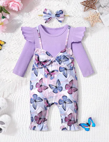 Miniatura 2 de Queenstyle Ropa de bebé niña de manga larga, overol lindo traje de bebé de 0 a 18 meses