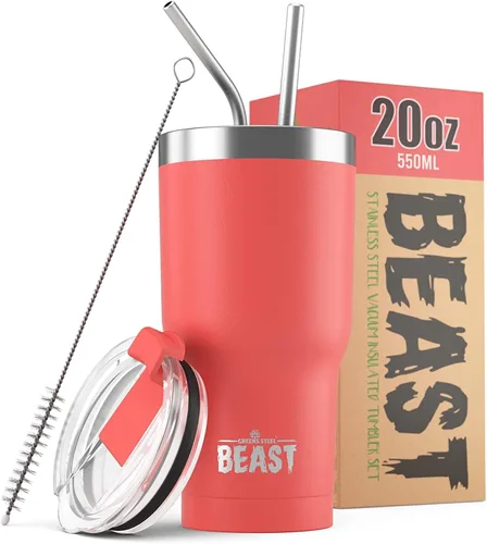 Miniatura 80 de Beast Vaso Térmico de 30 oz de Acero Inoxidable con Aislamiento al Vacío para Café y Hielo de Doble Pared Termo de Viaje (Rojo Arándano)