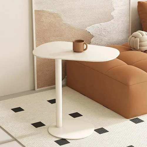 Miniatura 8 de Mesa auxiliar moderna de metal en forma de C para sofá, mesa auxiliar delgada para sofá, mesa auxiliar de aperitivos, bandejas de TV para comer