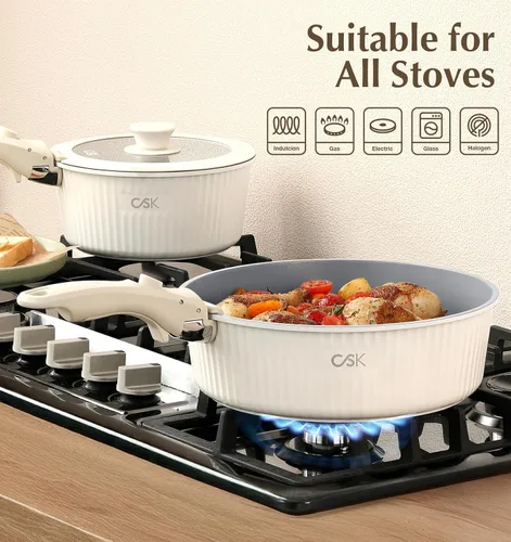 Miniatura 3 de KOCH SYSTEME CS Juego de ollas y sartenes antiadherentes, juego de utensilios de cocina de cerámica antiadherentes, mango desmontable, juego
