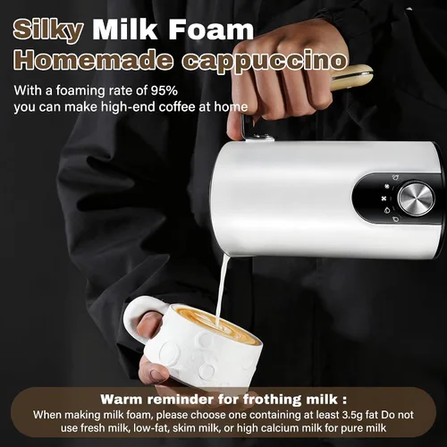 Miniatura 4 de Espumador de leche y vaporizador de leche mejorados 2026, espumador de leche desmontable de 19.9 onzas para café con pantalla de temperatura, 5