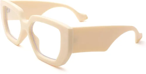 Miniatura 10 de Hycredi Gafas de luz azul de marco grueso para mujeres y hombres, anteojos cuadrados de gran tamaño para juegos de computadora con lente transparente