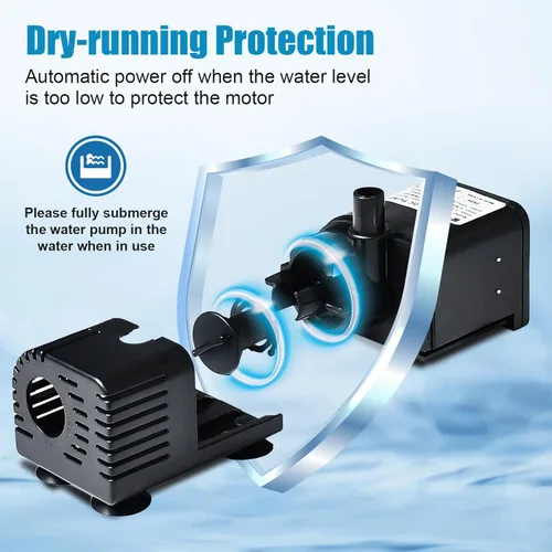 Miniatura 5 de ECO-WORTHY Bomba de fuente de agua solar de 449 GPH con protección mejorada de funcionamiento en seco, bomba sumergible sin escobillas, 12V-24V CC