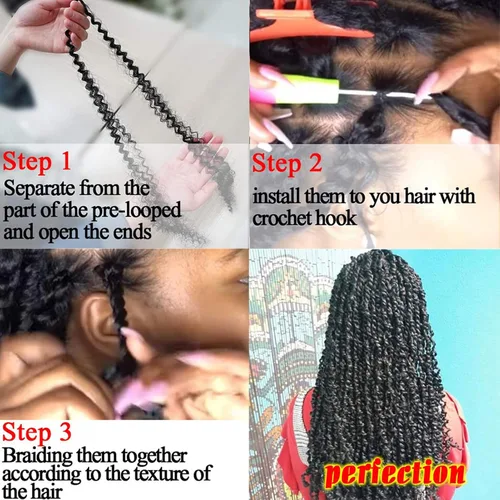Miniatura 7 de Dorsanee Cabello Passion Twist Ombré de 18 pulgadas, 6 paquetes, Cabello de Ganchillo Water Wave, Cabello Largo Bohemio Rizado para Trenzar