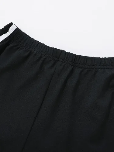 Miniatura 3 de Romwe Pantalones cortos de entrenamiento casuales con cintura alta elástica para niñas