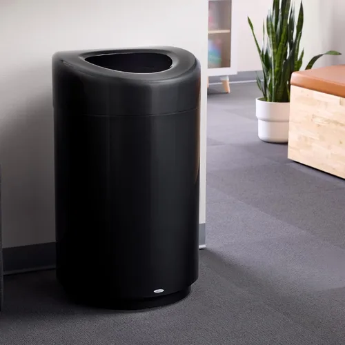 Miniatura 5 de Safco Bote de basura con tapa abierta, 30 galones, de acero inoxidable, contemporáneo, para uso en interiores, color negro
