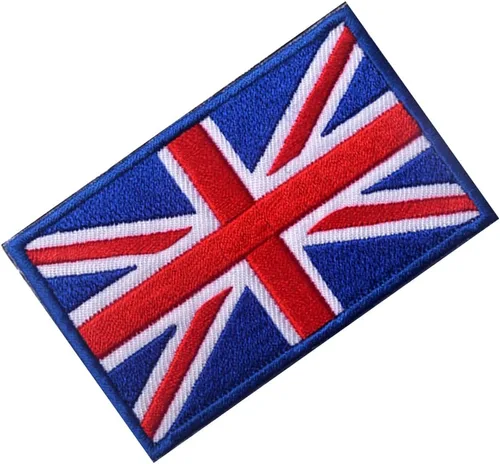 Miniatura 4 de 2 parches tácticos bordados de la Gran Unión Británica de Reino Unido, bandera de Inglaterra del Reino Unido, emblema para coser en la moral, Azul