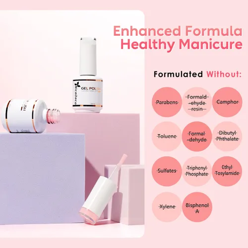 Miniatura 3 de Nicedeco Hema Free Cruelty Free - Esmalte de uñas de gel vegano, 2 unidades de 0.5 onzas líquidas, color blanco y rosa, kit de uñas de gel UV UV