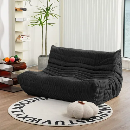 Miniatura 17 de N&V Fireside Sofá de Dos Plazas, Sofá de Piso Tamaño Twin de Mediados de Siglo sin Brazos, Silla Lounge de Piso de Pana Premium Suave, Silla de Jade