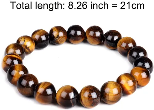 Miniatura 2 de Pulsera elástica de ojo de tigre natural de 0.394 pulgadas con piedras preciosas para yoga, energía curativa, para hombres y mujeres