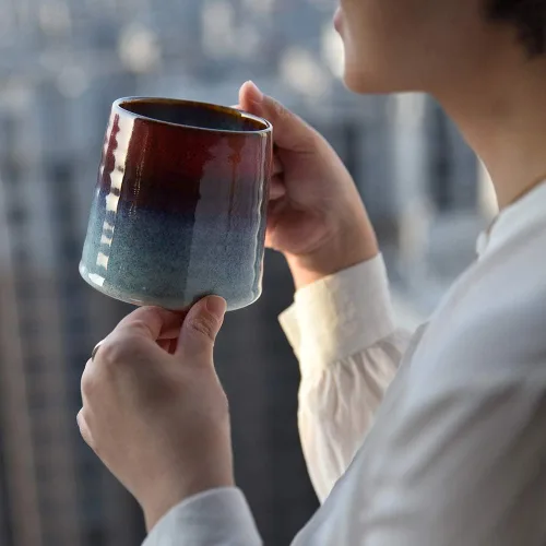 Miniatura 5 de Taza de café grande de cerámica, taza de té para oficina y hogar, tazas de café de cerámica hechas a mano, 16.5 onzas, aptas para lavavajillas
