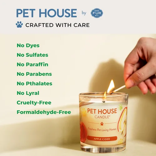 Miniatura 3 de One Fur All, Pet House - Vela 100 % cera de soja, eliminador de olores de mascotas para el hogar, velas aromáticas, no tóxicas y ecológicas