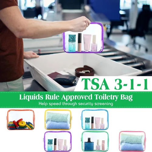 Miniatura 3 de Bolsas de maquillaje transparentes a granel, bolsa de aseo de viaje de 7 x 5.5 x 1.6 pulgadas, bolsa de PVC con cremallera, estuche de plástico