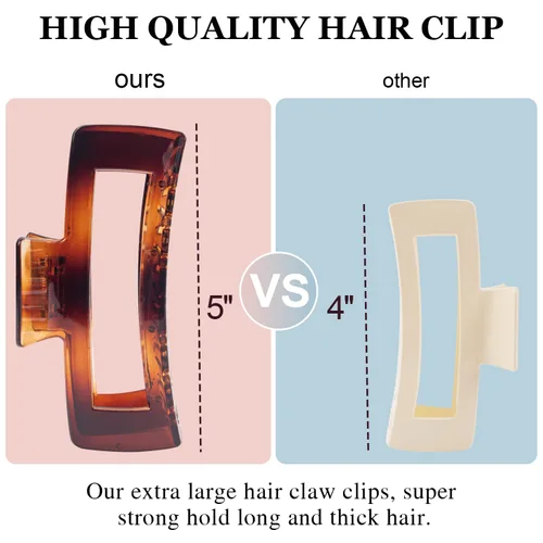 Miniatura 8 de Paquete de 4 pinzas para cabello extra grandes para mujeres, pinzas brillantes de sujeción fuerte de 5 pulgadas para cabello grueso y largo, clips