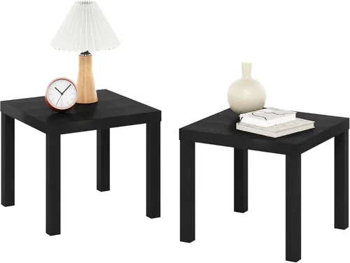 Furinno Classic Homey - Mesa auxiliar cuadrada Parsons (2 unidades), color negro