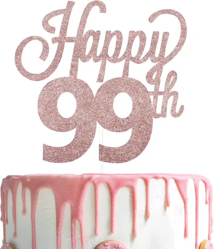 Miniatura 98 de LINGTEER - Decoración para pastel con texto "Happy Birthday 100", color negro