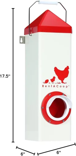 Miniatura 2 de RentACoop Alimentador de pollo de un solo puerto sin BPA de tiro alto de 10 libras, incluye tapa anti-gallina, capucha de lluvia y accesorios