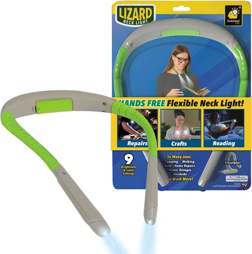Luz de cuello de lagarto alienígena AS-SEEN-ON-TV para leer en la cama, luz portátil flexible, para leer, tejer, acampar y reparar con niveles de