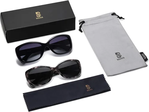 Miniatura 6 de SOJOS Gafas de sol cuadradas vintage para mujer con protección UV polarizada, marco Havana