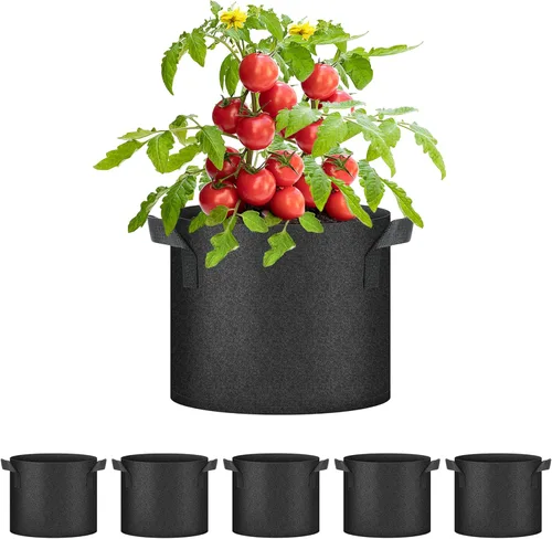 Miniatura 11 de HealSmart Paquete de 10 bolsas de cultivo de plantas de 3 galones, macetas plantadoras de tomate con asas, tela no tejida de aireación, maceta