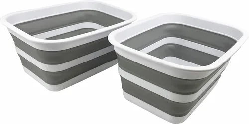 Miniatura 8 de SAMMART Tina plegable de 12 litros (3.17 galones), bandeja portátil de picnic al aire libre, lavabo de lavado portátil, bañera de plástico que Gris