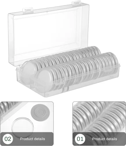 Miniatura 4 de Ciieeo Caja de monedas Mini contenedores de plástico Monedas de plástico Kickstand Estuche de 2.008 in Caja de almacenamiento de monedas Cápsula