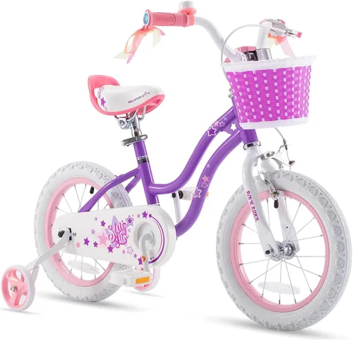 Miniatura 21 de Royalbaby Stargirl Bicicleta infantil de aventura al aire libre con soporte, asiento ajustable y cesta, 18 pulgadas, rosa [3] Rojo coral