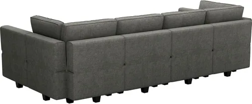 Miniatura 9 de Belffin - Sofá seccional modular con cama oculta, sofá seccional convertible para sala de estar. Sofá color gris claro