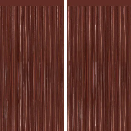 Miniatura 28 de Paquete de 2 cortinas de flecos de papel de oropel metálico negro, serpentinas de puerta, telón de fondo para cabina de fotos para fiesta