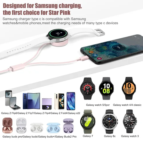 Miniatura 3 de Cargador 2 en 1 para Samsung Watch, cargador rápido USB C de 25 W, compatible con Galaxy Watch 8/8 Classic/Ultra/7/6/6 Classic/5 Pro/5/4/4