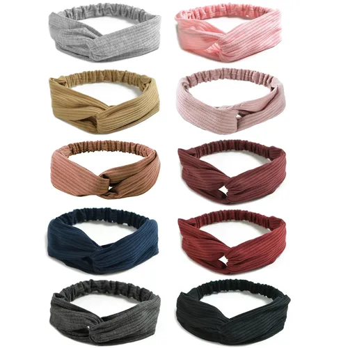 Miniatura 19 de DRESHOW - Paquete de 10 diademas para mujer con diseño entrecruzado vintage, estilo bohemio, trenzadas, elásticas, accesorios para el cabello