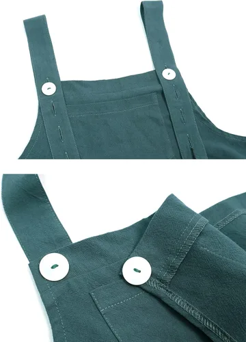 Miniatura 5 de Overol suelto de pierna ancha para mujer, sin mangas, de algodón y lino, con bolsillos
