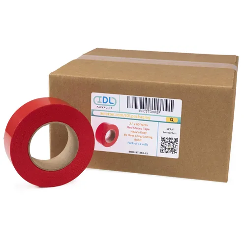 Miniatura 14 de IDL Packaging Cinta de estuco roja de 2 pulgadas x 60 yardas, 1 rollo, resistente, borde liso, unión de 60 días de larga duración, no deja rastros