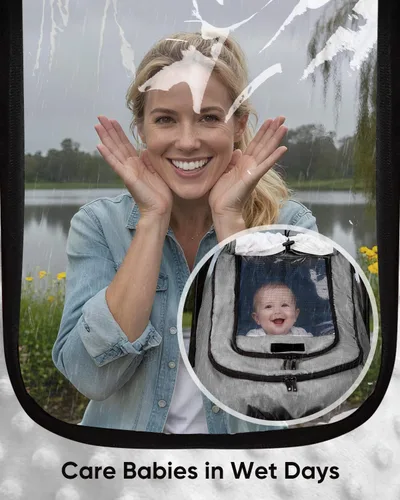 Miniatura 7 de TinlyFinly Funda impermeable para asiento de coche para bebé, funda de lluvia para asiento de coche de 2 capas con ventana transparente y parasol
