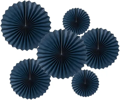 Miniatura 13 de MOWO Abanicos de papel negro para colgar decoración (negro, 6 piezas)