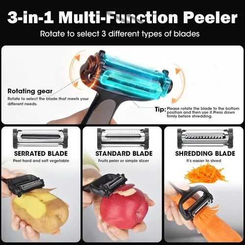 Miniatura 7 de Juego de cuchillos, juego de 10 piezas de cuchillos de cocina con bloque y afilador, juego de cuchillos de acero inoxidable antióxido para cocina