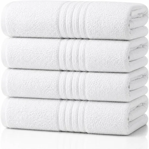 BolBom Juego de 4 toallas de baño de gran tamaño 100% algodón, 27 x 54 pulgadas, ultra suaves, altamente absorbentes, compactas, de secado rápido y