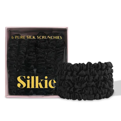 Miniatura 15 de SILKIE Juego de 4 coleteros de seda de morera 100% pura, color negro, marrón, chocolate, rosa, nude, neutro, bolsa de viaje para todos los días