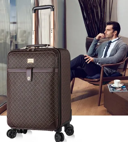 Miniatura 2 de feilario 2 Piezas Equipaje de Negocios de Cuero con Ruedas Giratorias Impermeable Maleta de Mano con Cerradura TSA - Capacidad 36-55L, Rhombus