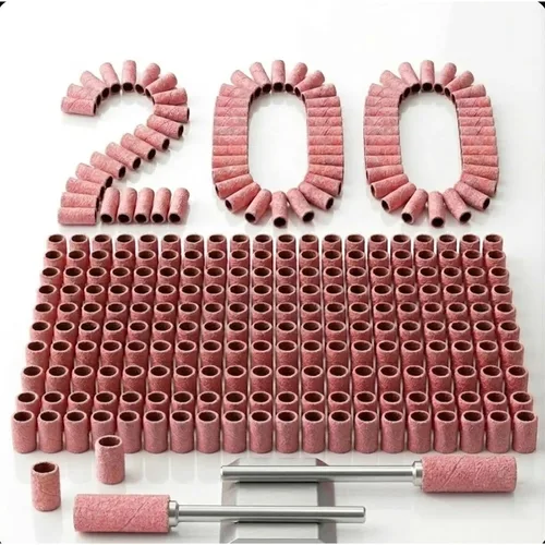 Mini bandas de lijado para taladro de uñas: 200 bandas de lijado pequeñas de grano 180 con 2 mandriles, perfectas para eliminación de acrílico/gel y