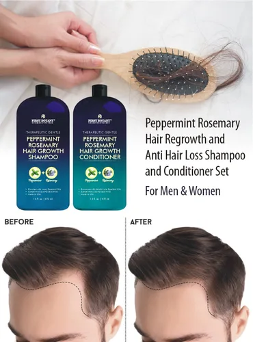 Miniatura 4 de First Botany, Peppermint Romero - Champú y acondicionador contra la caída del cabello y champú para el crecimiento del cabello, hidratante diario