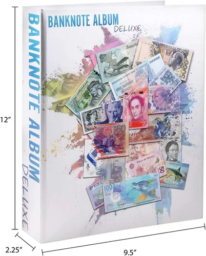 Miniatura 5 de Banknote World Álbum Deluxe para coleccionar monedas, azul, 300 bolsillos