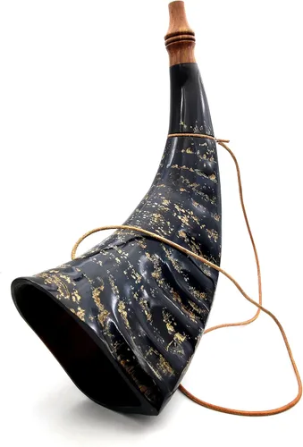 Miniatura 3 de Cuerno de guerra vikingo, trompeta de batalla de cuerno de búfalo genuino, hecha a mano de 16 pulgadas, herramienta de caza de cornetas de ganado