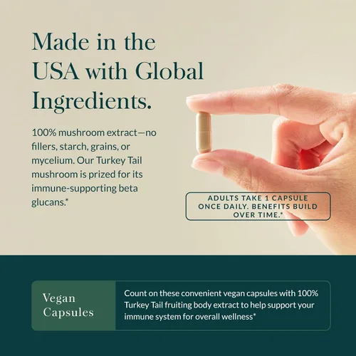 Miniatura 4 de Gaia Herbs Hongo de cola de pavo – Suplemento tradicional de apoyo inmunológico y salud hepática* – con extracto corporal fructífero de cola de pavo