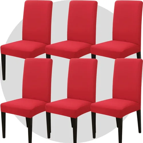 Miniatura 11 de Juego de 6 fundas elásticas para sillas de comedor, color blanco hueso, elásticas, lavables, extraíbles para cocina, hotel, restaurante Blanco roto