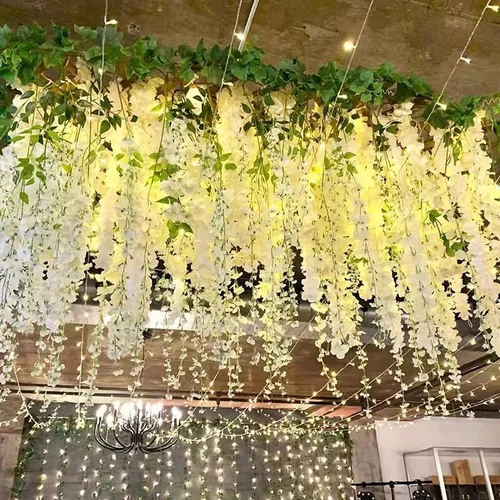 Miniatura 3 de Paquete de 12 guirnaldas de vides de flores de glicina, cuerdas de flores artificiales de 3.75 pies, flores colgantes falsas, flores de guirnalda