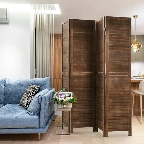Miniatura 5 de Divisor de habitación, 4 paneles, 5.75 pies de madera separador de ambientes de pared, pantallas de privacidad plegables de privacidad, partición