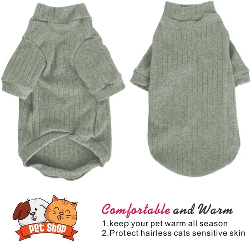 Miniatura 4 de Idepet Sphynx Suéter Camisa para Gatos Sin Pelo Gatitos Ropa Suave para Cachorros Pullover Lindo Pijama de Gato Mono de Algodón Ropa para Mascotas