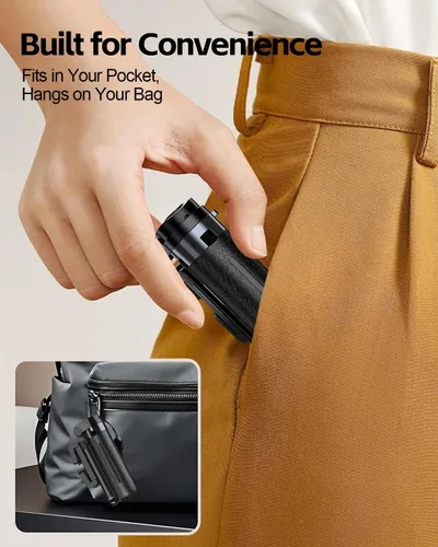 Miniatura 3 de UBeesize Mini trípode para selfie stick con control remoto recargable, soporte de teléfono de viaje de tamaño bolsillo con gancho, soporte giratorio